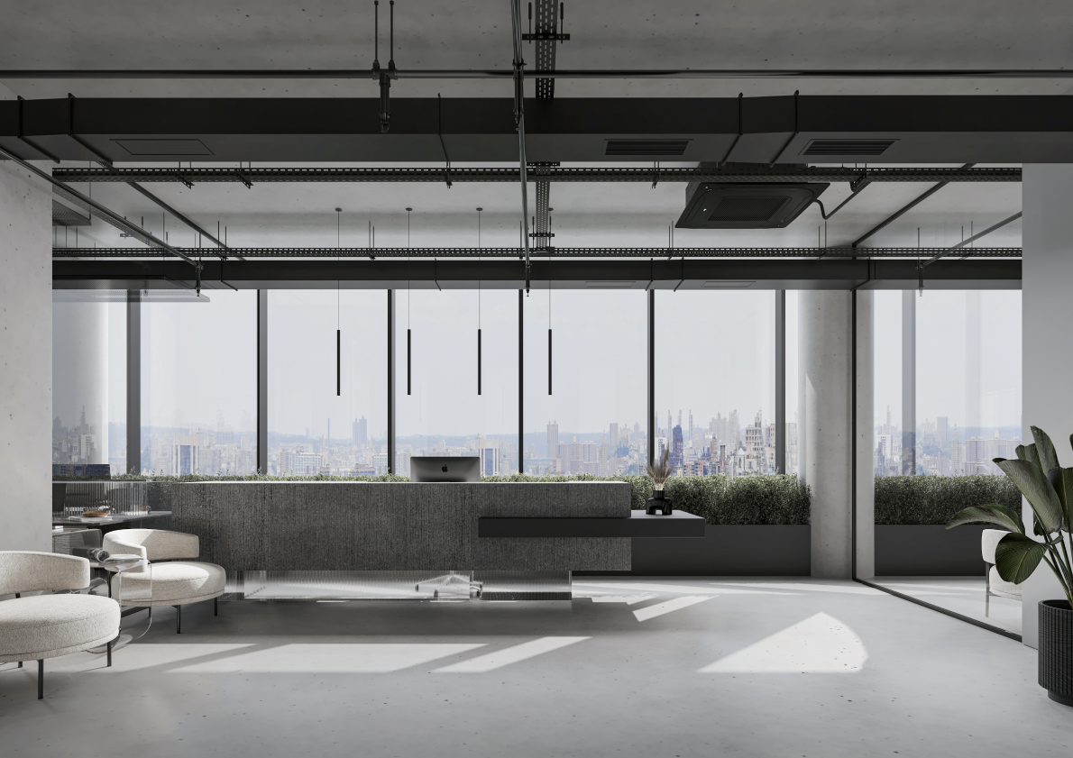 Glowing Tower Floor 6 with modern architecture and modern office furnitures!