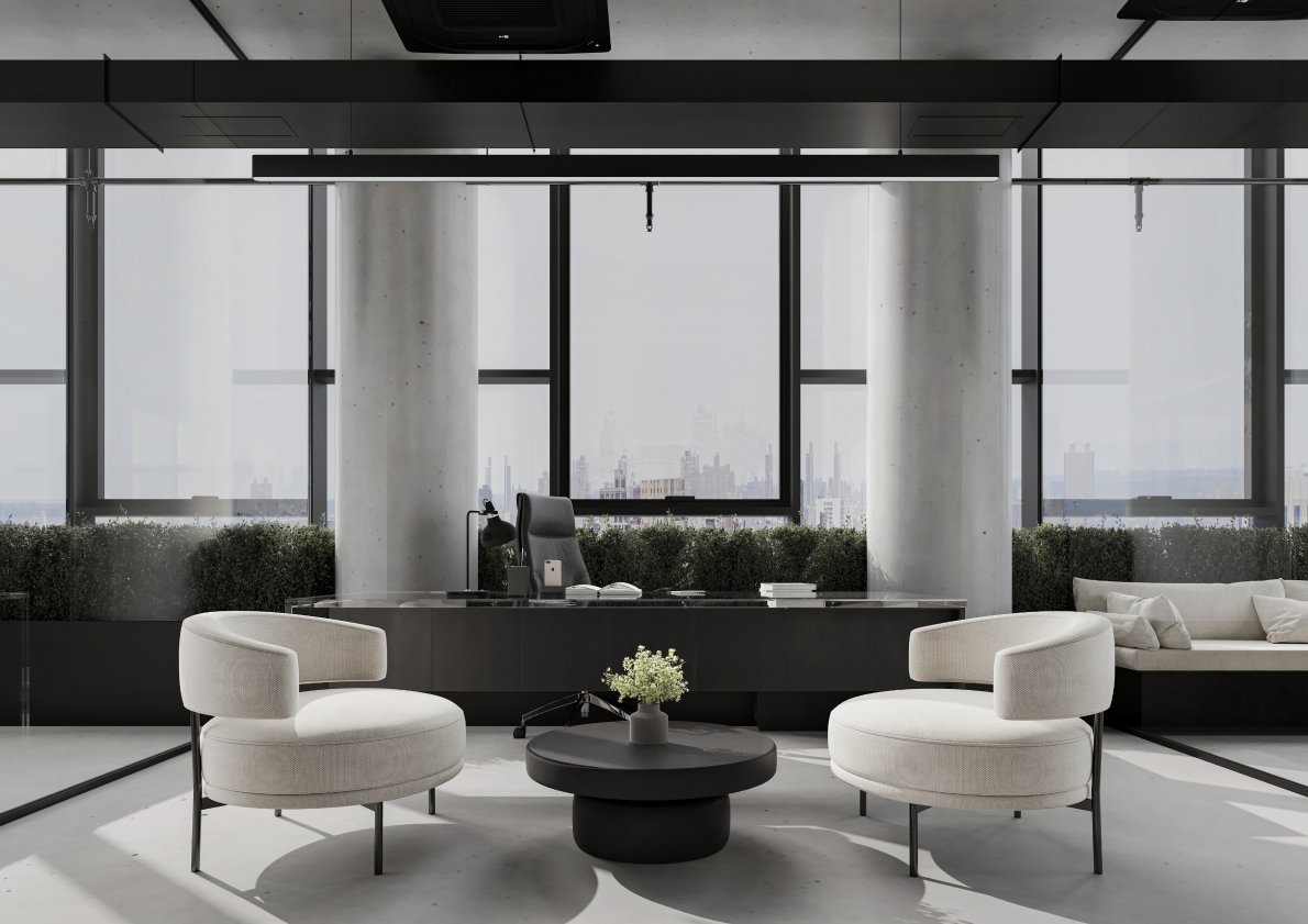 Glowing Tower Floor 6 with modern architecture and modern office furnitures!