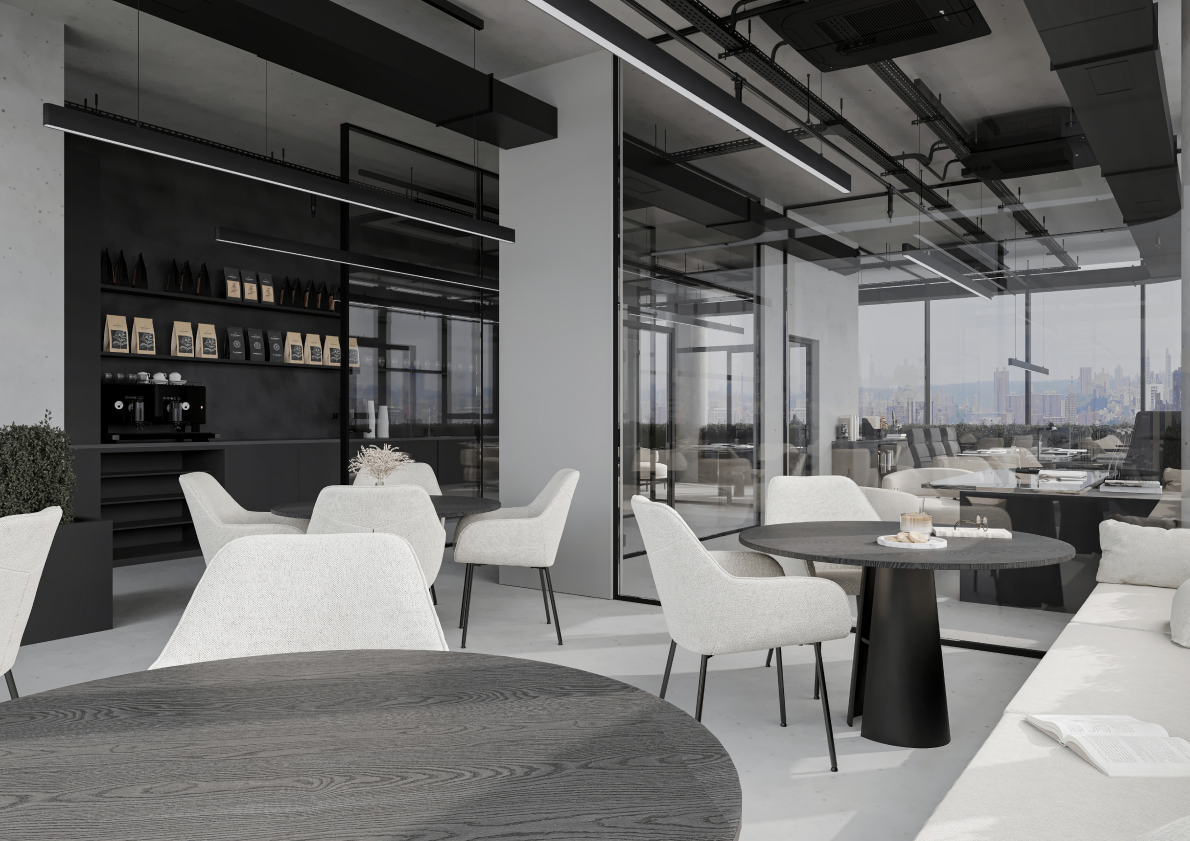 Glowing Tower Floor 6 with modern architecture and modern office furnitures!